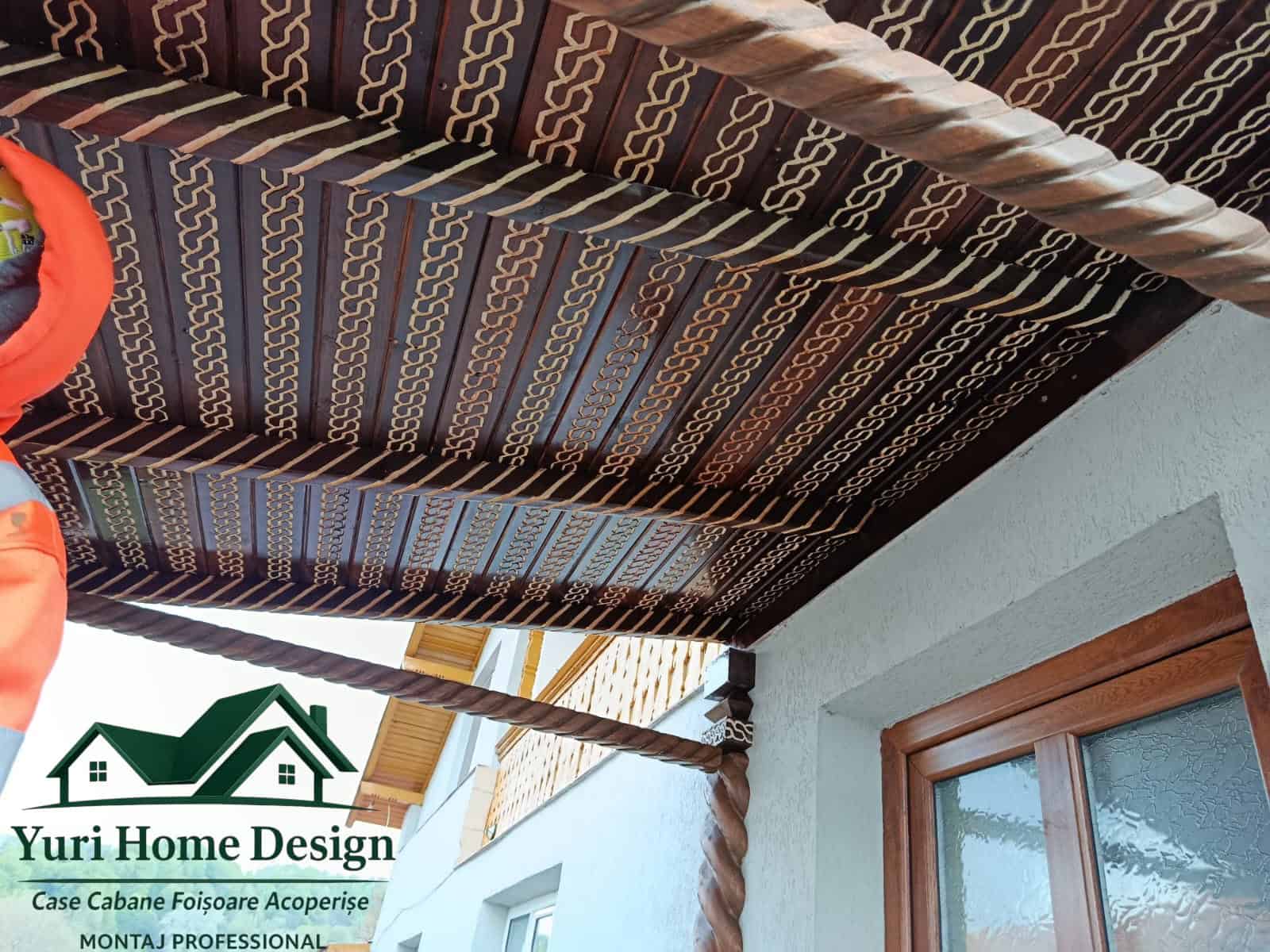 Terasă din lemn cu coloane sculptate – model premium - imagine 5